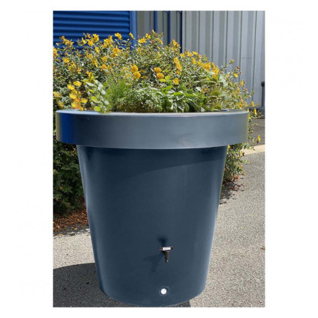 Pot de fleurs (récupérateur d'eau de pluie et carré de plantation) - coloris anthracite