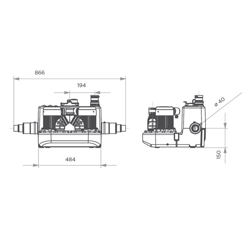 Sanicom 2 - station de relevage pour eaux grises jusqu'à 90° C (cuisines de restaurants, etc...)