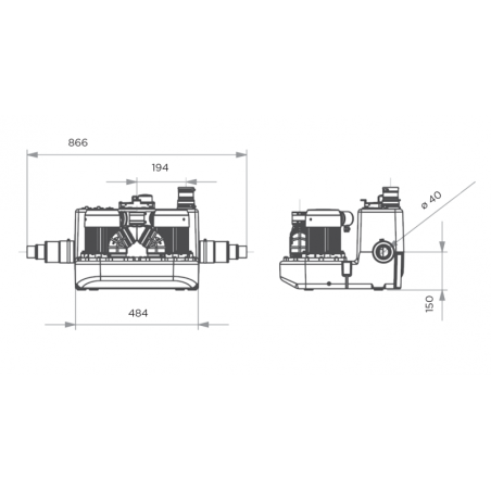 Sanicom 2 - station de relevage pour eaux grises jusqu'à 90° C (cuisines de restaurants, etc...)