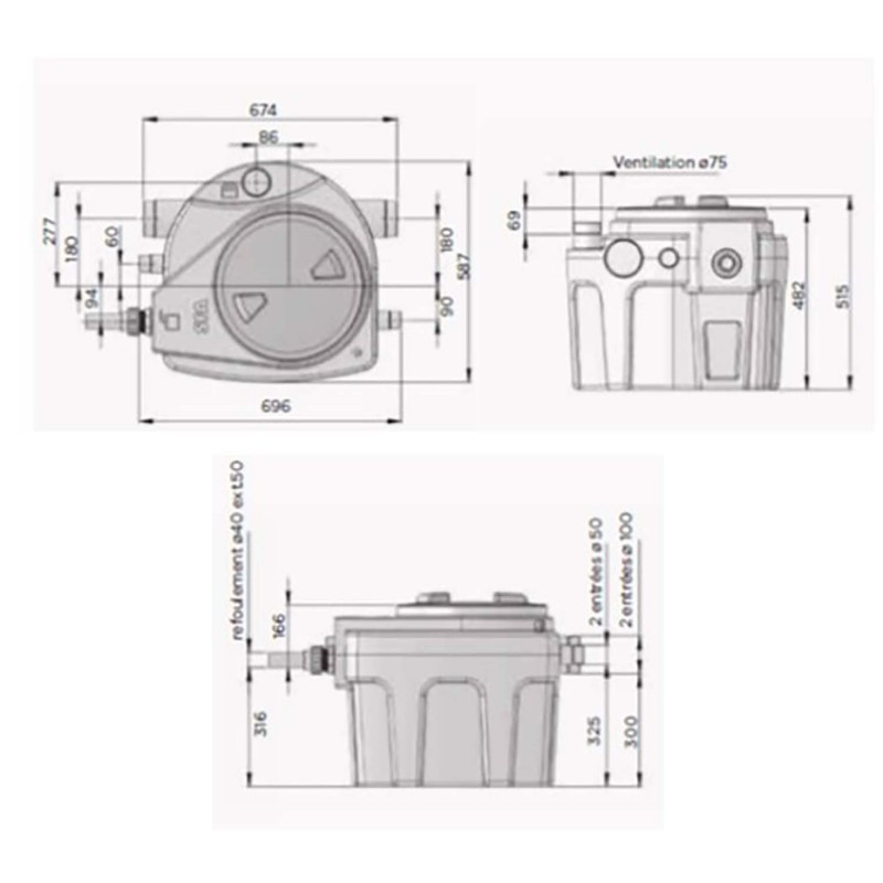 Sanifos 110 - station de relevage compacte pour relevage des eaux usées (par ex. maison individuelle...)