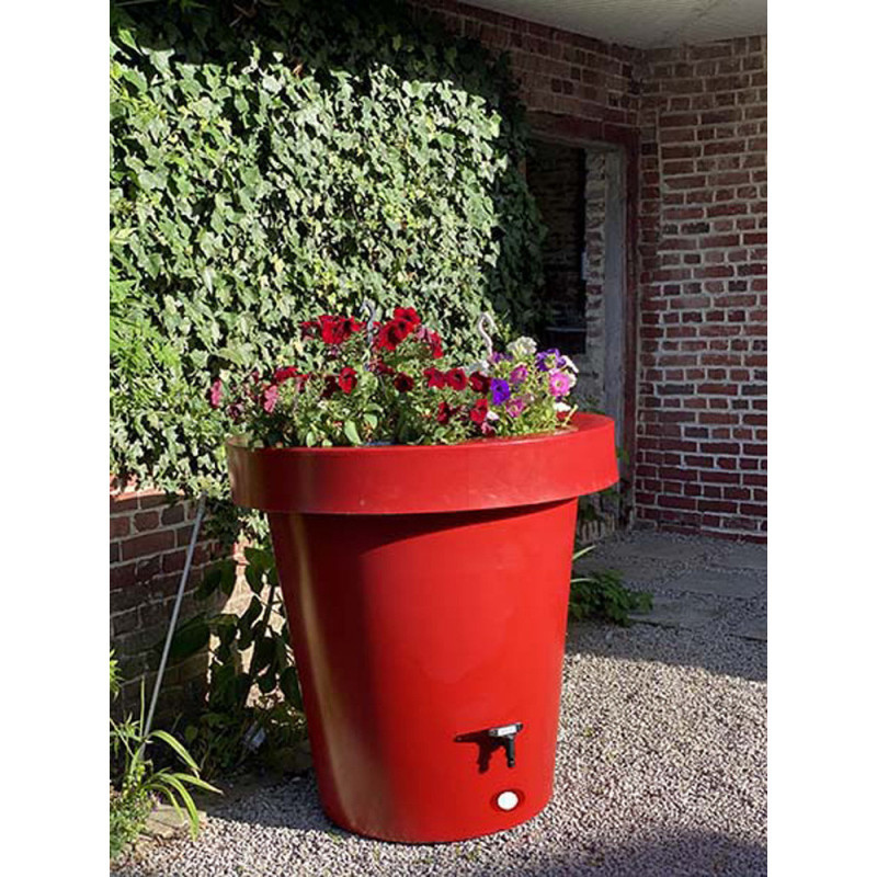 Pot de fleurs (récupérateur d'eau de pluie et carré de plantation) - coloris rouge