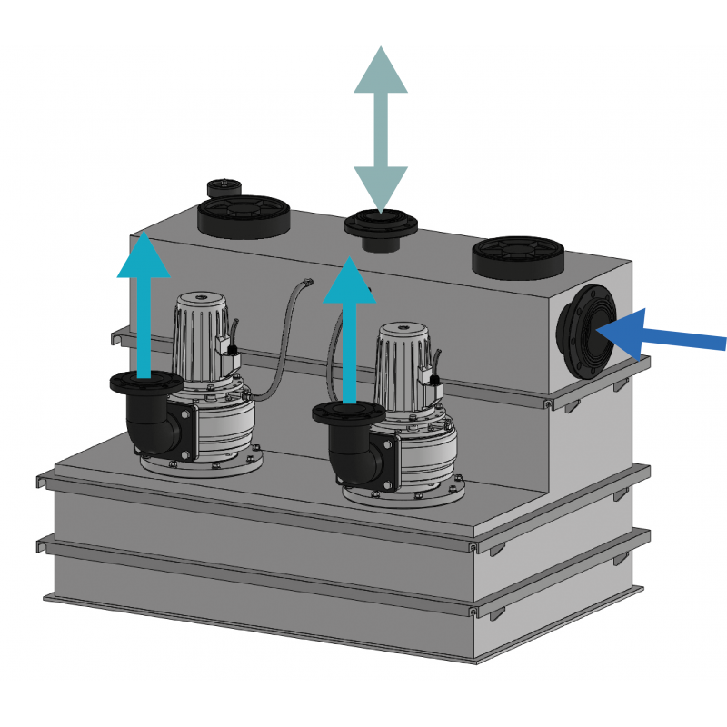 Sanicubic 2 SC 4.0 T - station de relevage pour eaux noires et eaux grises (par ex. bâtiments publics, écoles, hôpitaux...)