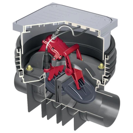 Dispositif anti refoulement automatique QUATRIX K 3F DN 110 - 620370 (version encastrée avec cheminée et couvercle d'accès)