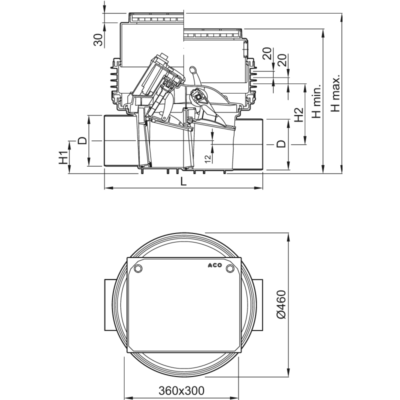 Dispositif anti refoulement automatique QUATRIX K 3F DN 125 - 620487 (version encastrée avec cheminée et couvercle d'accès)